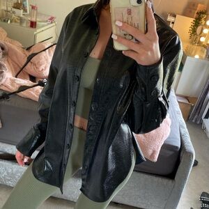 Zara faux leather oversized button up NWOT